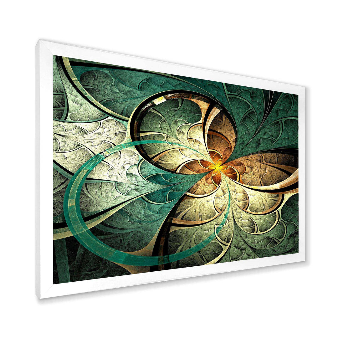 Dark Yellow Green Fractal Flower - Modern Canvas Wall Art