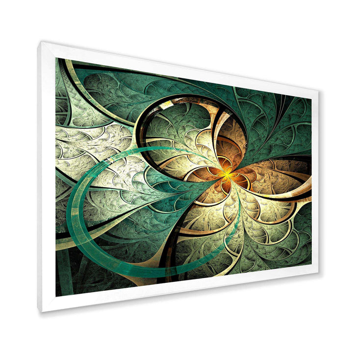 Dark Yellow Green Fractal Flower - Modern Canvas Wall Art