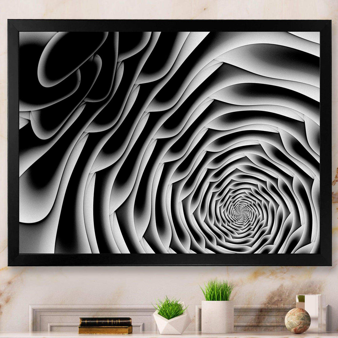 White Flower Shaped Fractal Art - Modern Bedroom Wall Art