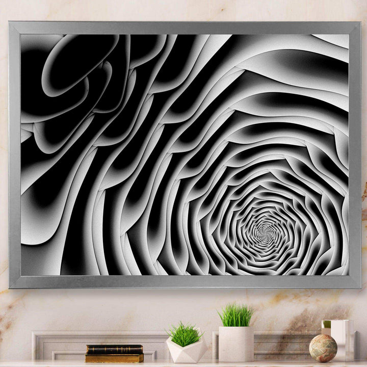 White Flower Shaped Fractal Art - Modern Bedroom Wall Art
