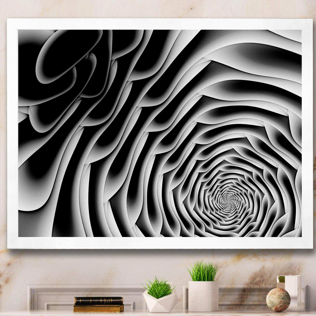 White Flower Shaped Fractal Art - Modern Bedroom Wall Art