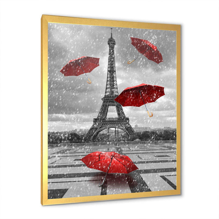 Flying Umbrella with Eiffel Tower