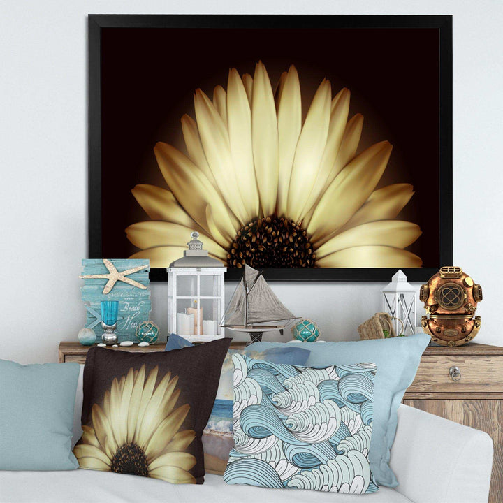 Sunflower in Black background - Floral Canvas Wall Art