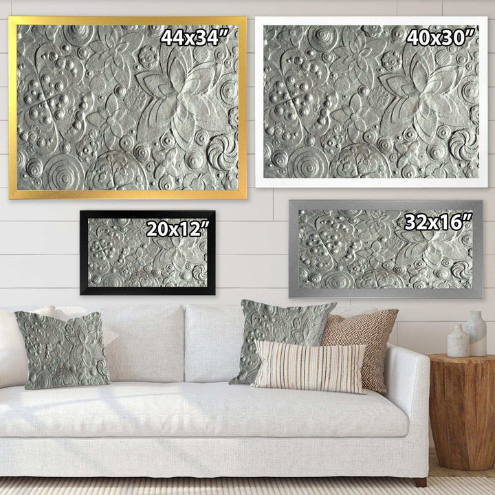 Silver flower embossing - Floral Living Room Wall Decor