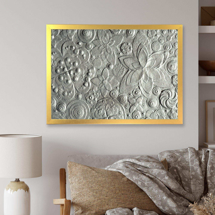 Silver flower embossing - Floral Living Room Wall Decor