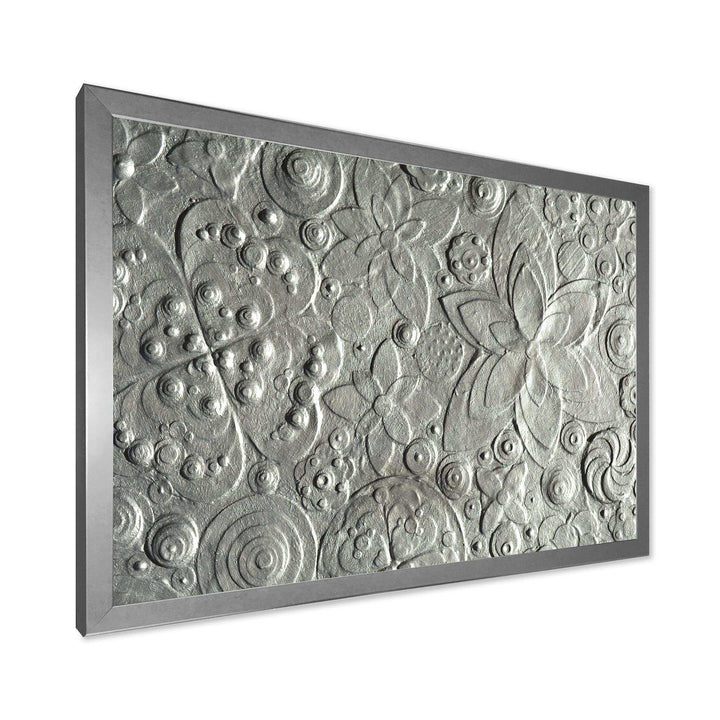 Silver flower embossing - Floral Living Room Wall Decor