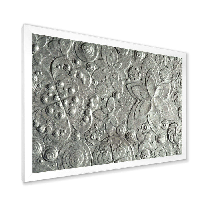 Silver flower embossing - Floral Living Room Wall Decor