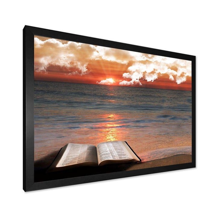 Open Bible in Cloudy Sunset