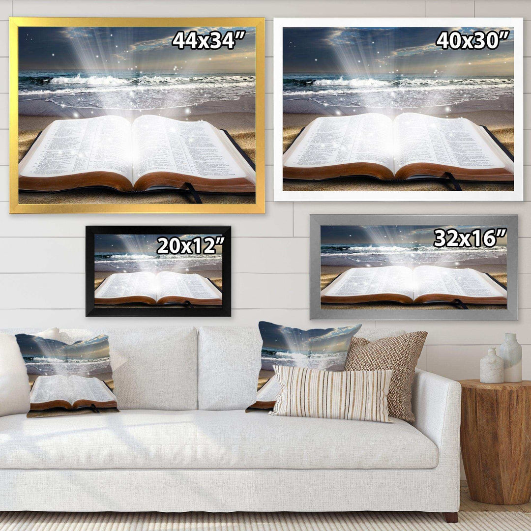Jesus Bible at beach