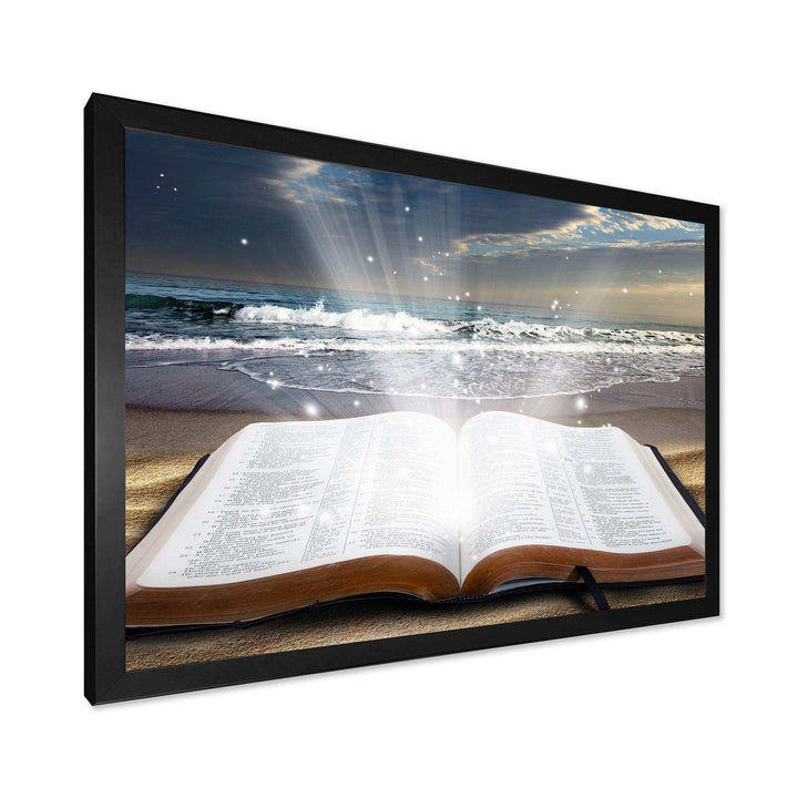 Jesus Bible at beach