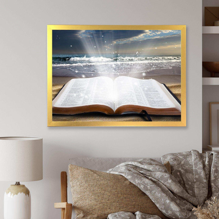 Jesus Bible at beach