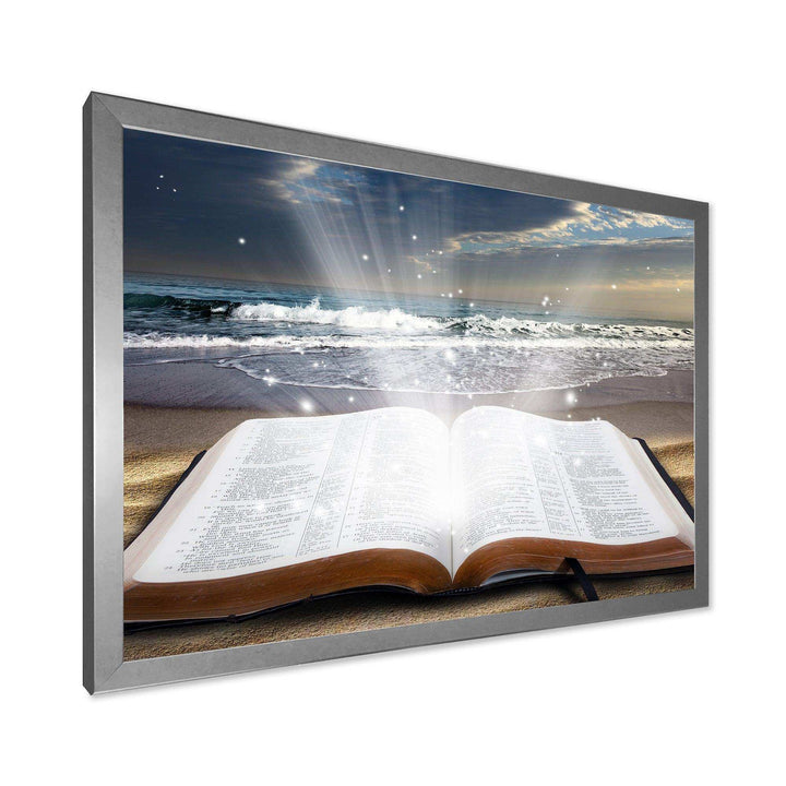 Jesus Bible at beach