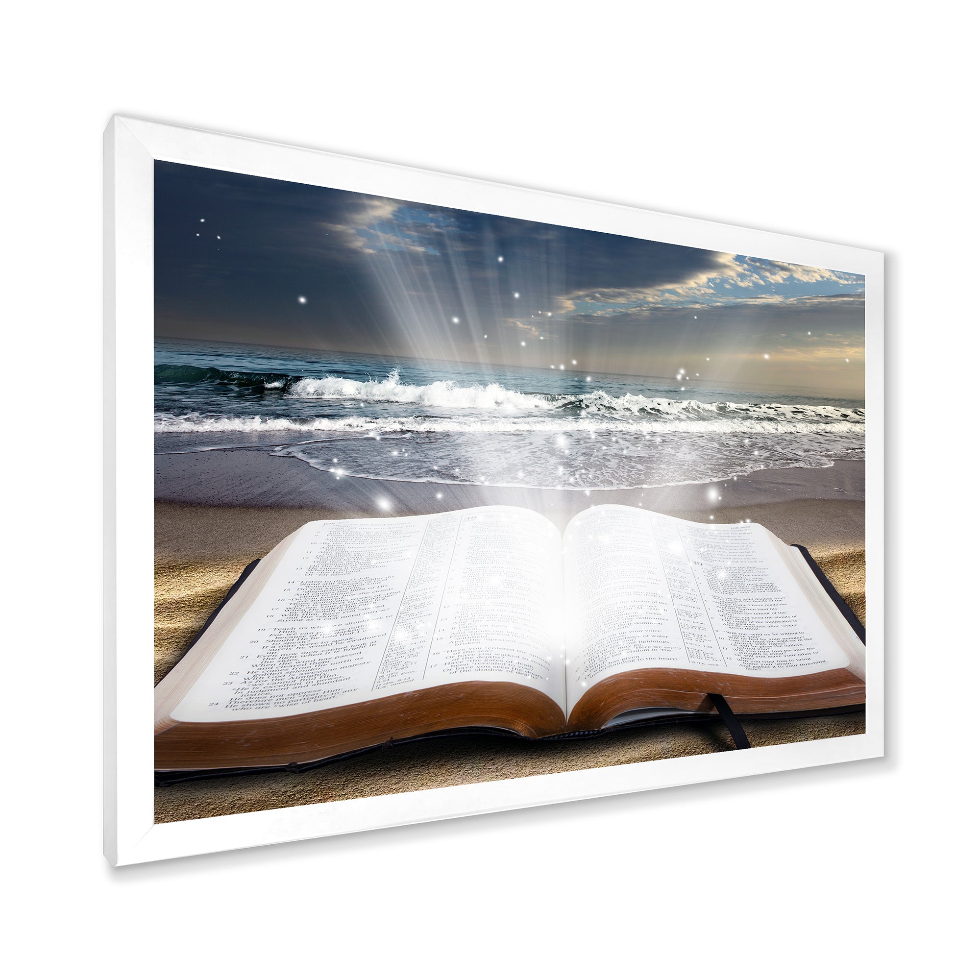 Jesus Bible at beach
