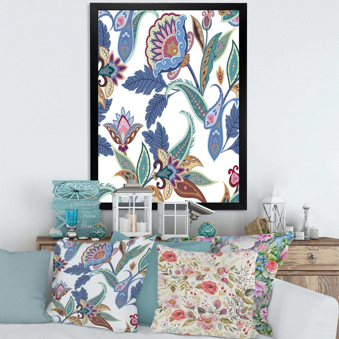 Fantasy Flowers Paisley Pattern - Living Room Wall Decor