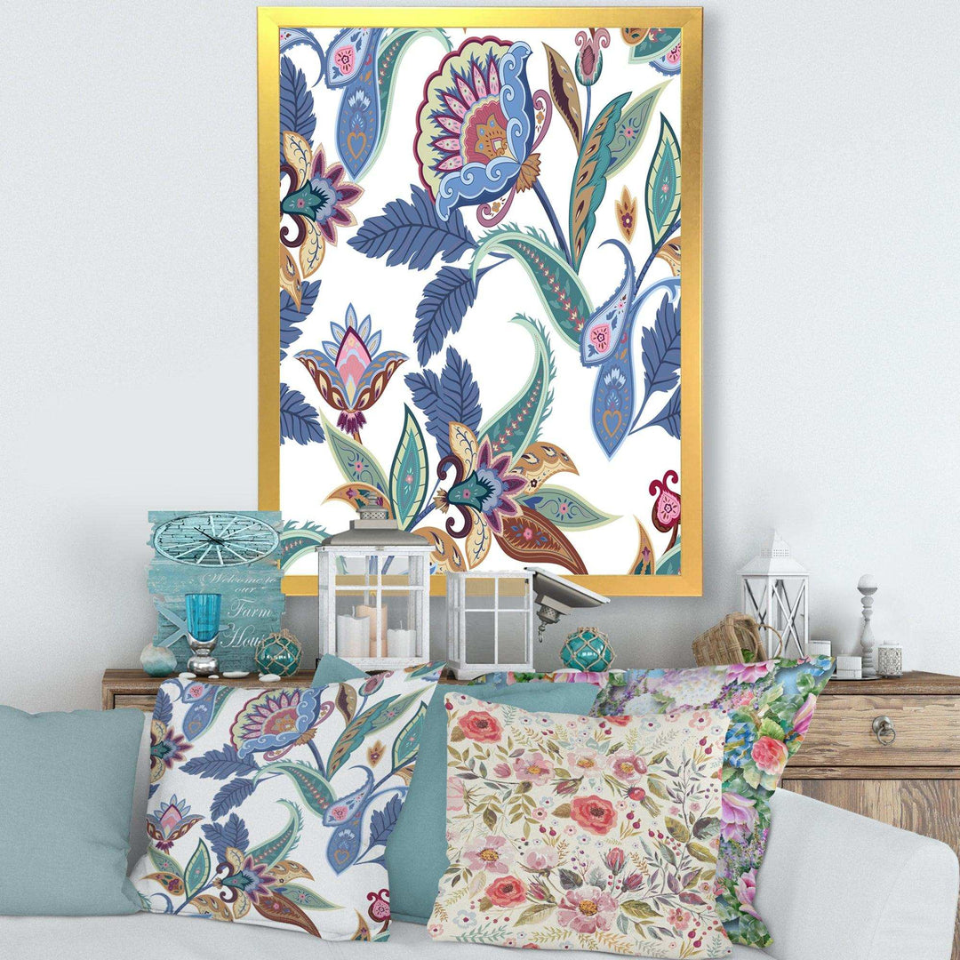Fantasy Flowers Paisley Pattern - Living Room Wall Decor