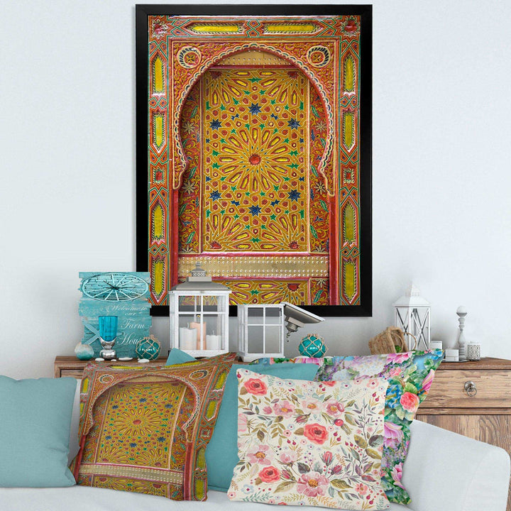 Moroccan Entrance Door in Fez - Traditional Living Room Wall Decor