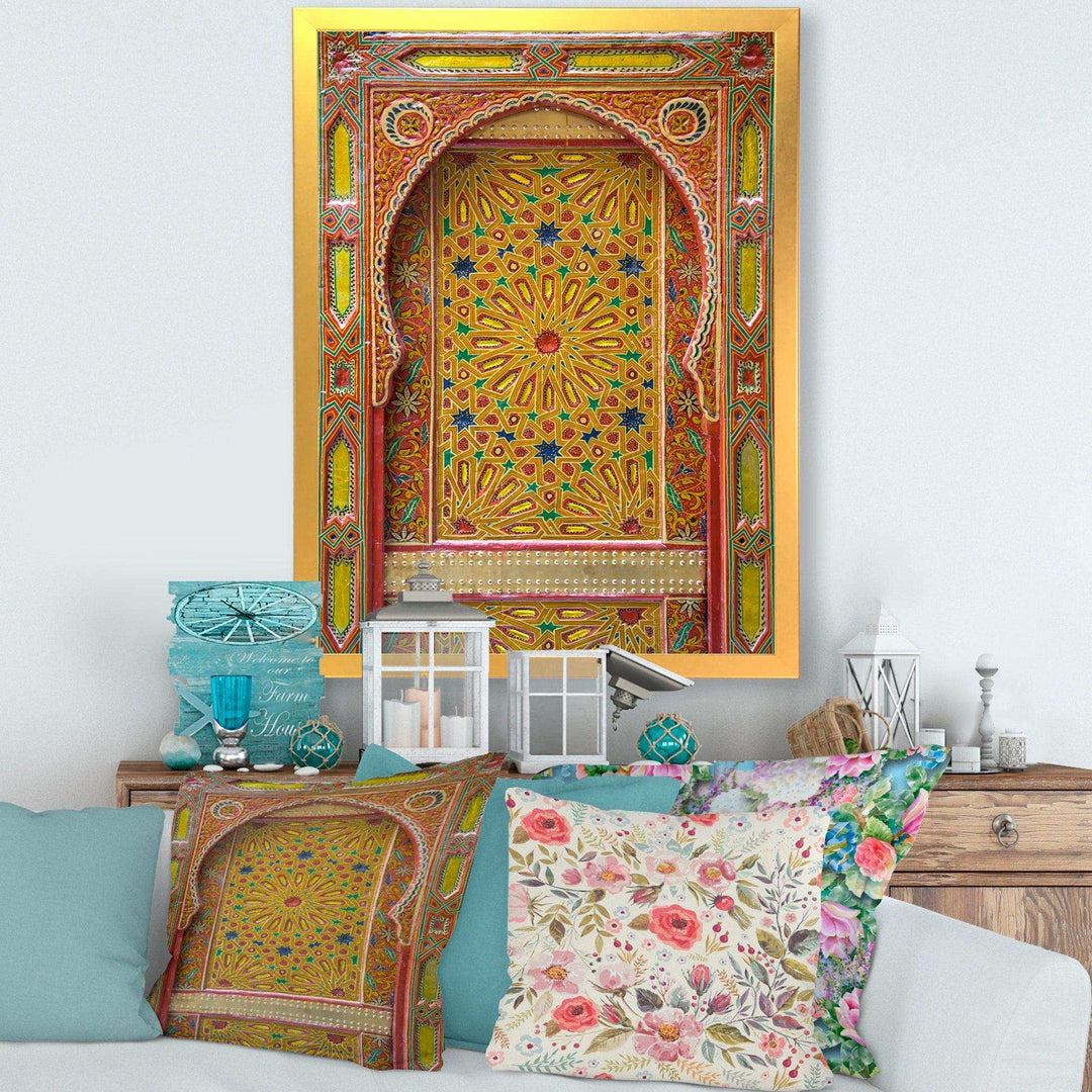 Moroccan Entrance Door in Fez - Traditional Living Room Wall Decor