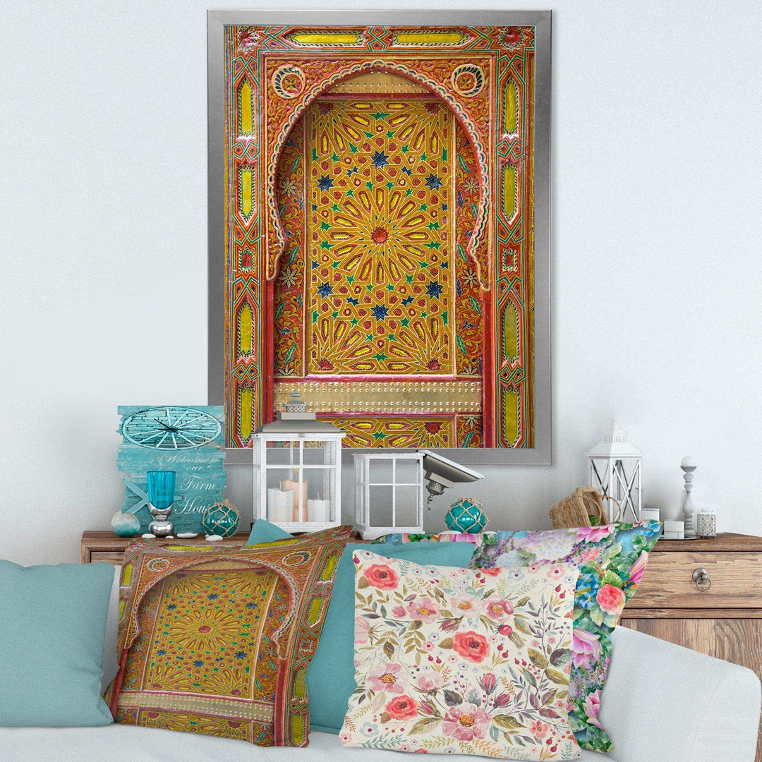 Moroccan Entrance Door in Fez - Traditional Living Room Wall Decor