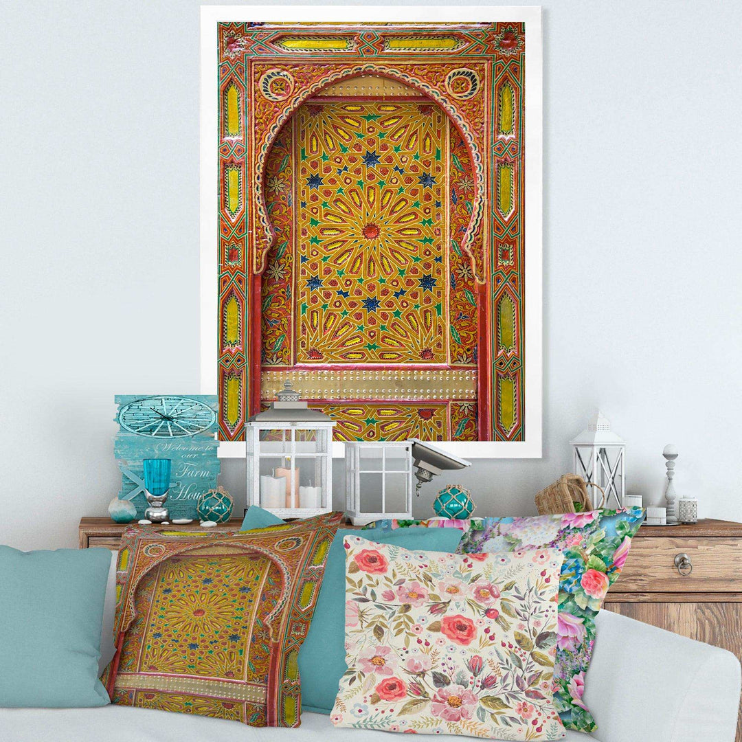Moroccan Entrance Door in Fez - Traditional Living Room Wall Decor