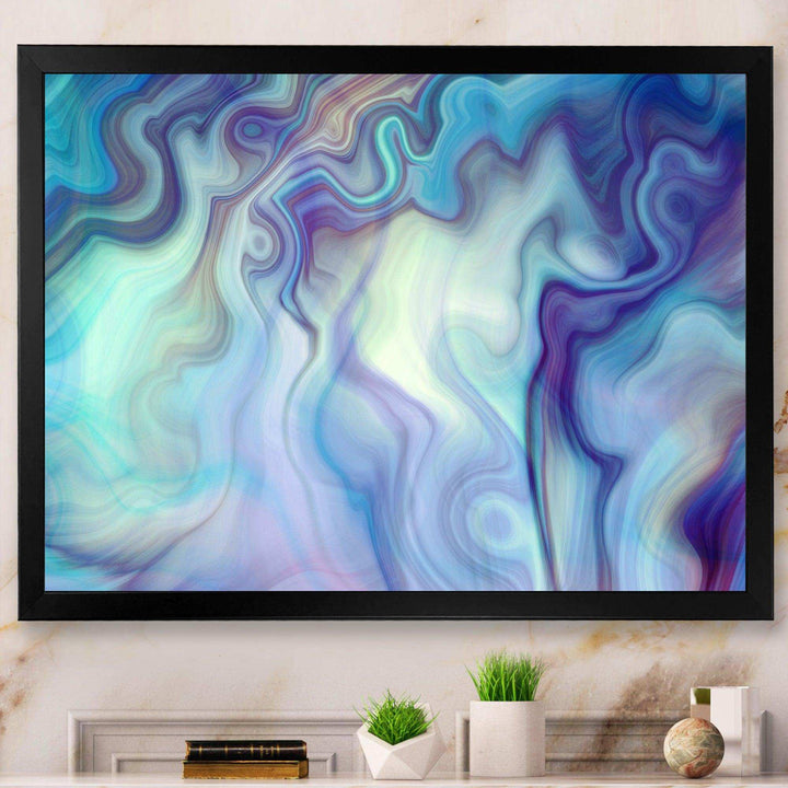 Marbled Colours in Shades of Turquoise and Purple - Modern Canvas Wall Art