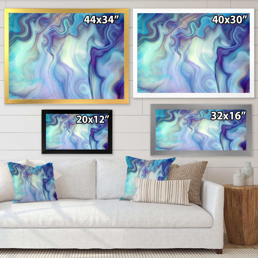 Marbled Colours in Shades of Turquoise and Purple - Modern Canvas Wall Art