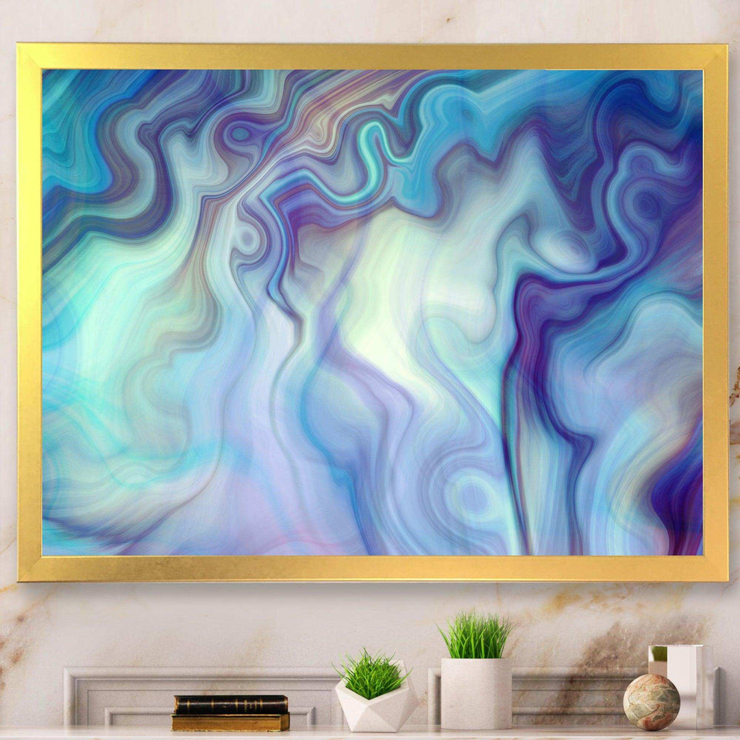 Marbled Colours in Shades of Turquoise and Purple - Modern Canvas Wall Art
