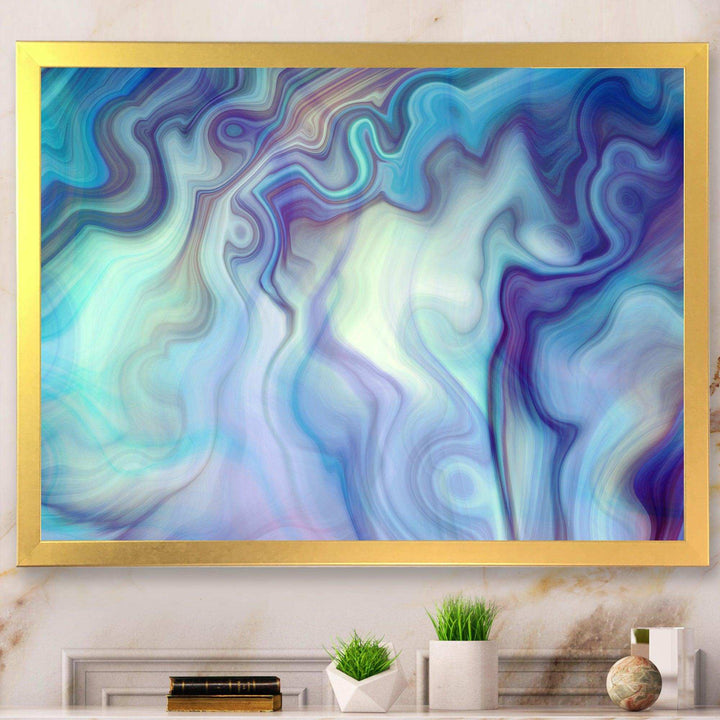 Marbled Colours in Shades of Turquoise and Purple - Modern Canvas Wall Art