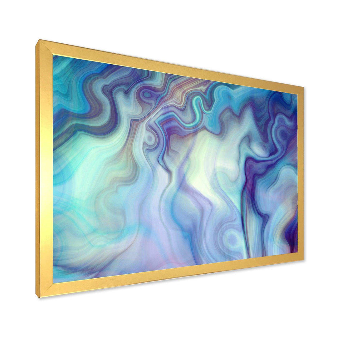 Marbled Colours in Shades of Turquoise and Purple - Modern Canvas Wall Art