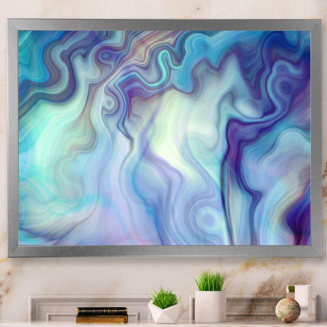 Marbled Colours in Shades of Turquoise and Purple - Modern Canvas Wall Art