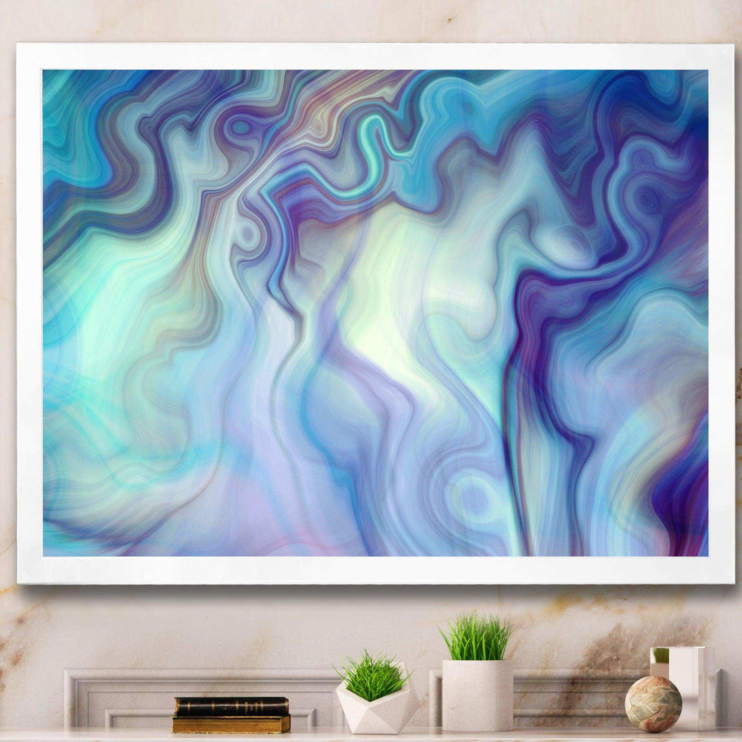 Marbled Colours in Shades of Turquoise and Purple - Modern Canvas Wall Art