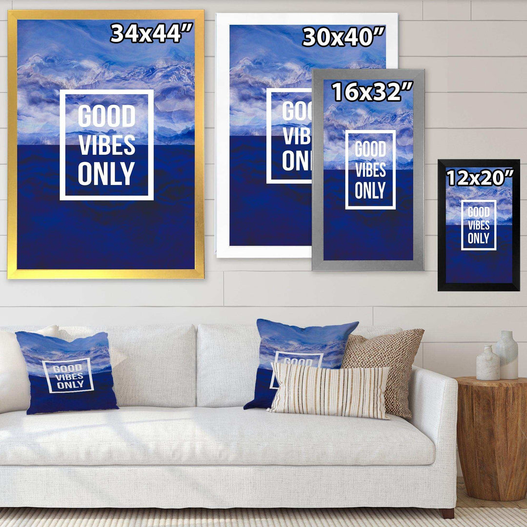 Good Vibes Only on Blue Abstract Background - Traditional Wall Art Prints