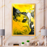 Yellow, White and Black Hand Painted Marbled Acrylic
