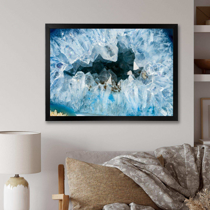 Geode Interior with Light Blue crystals - Mid-Century Modern Bedroom Wall Art