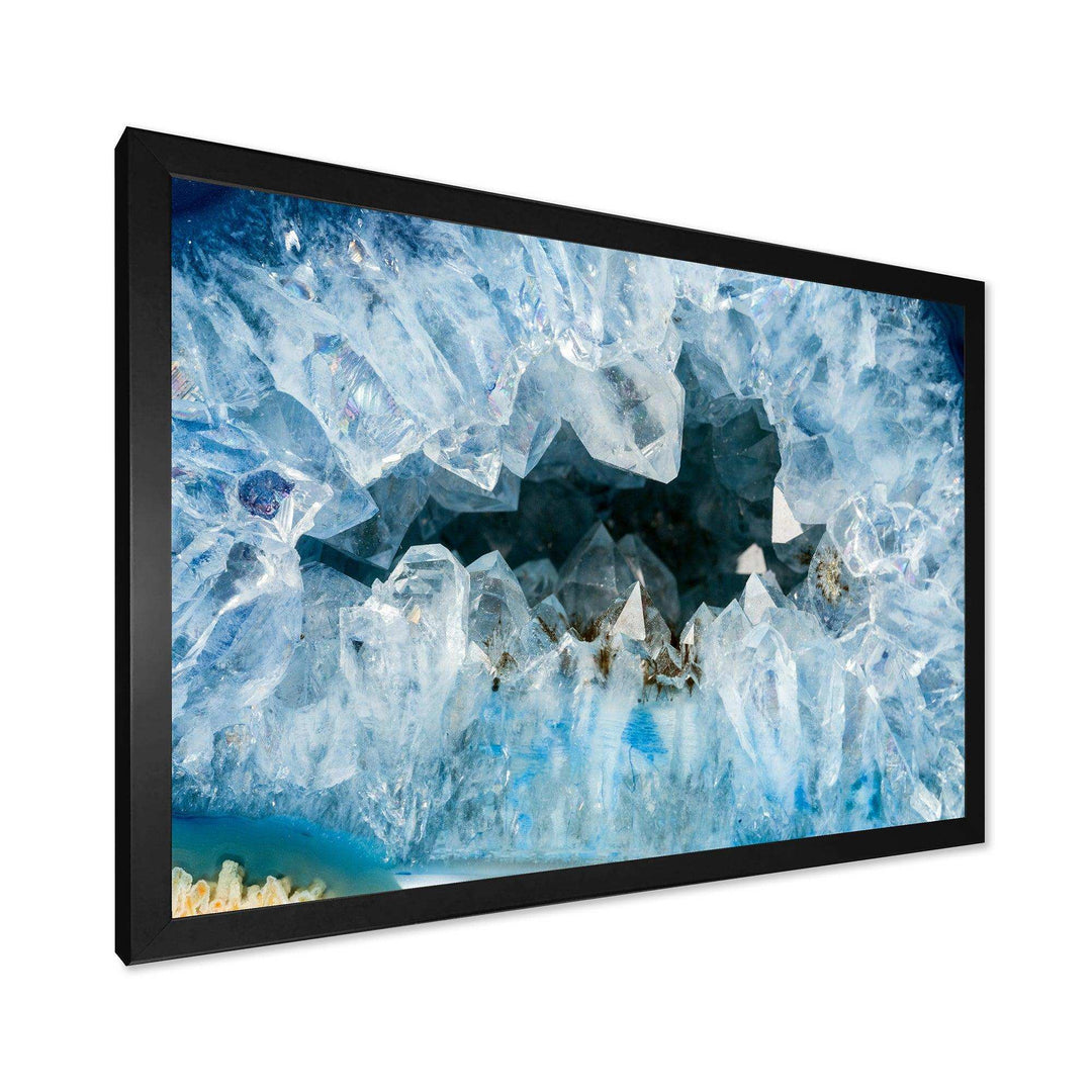 Geode Interior with Light Blue crystals - Mid-Century Modern Bedroom Wall Art