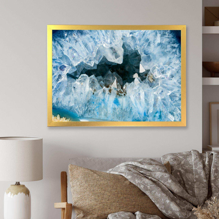 Geode Interior with Light Blue crystals - Mid-Century Modern Bedroom Wall Art