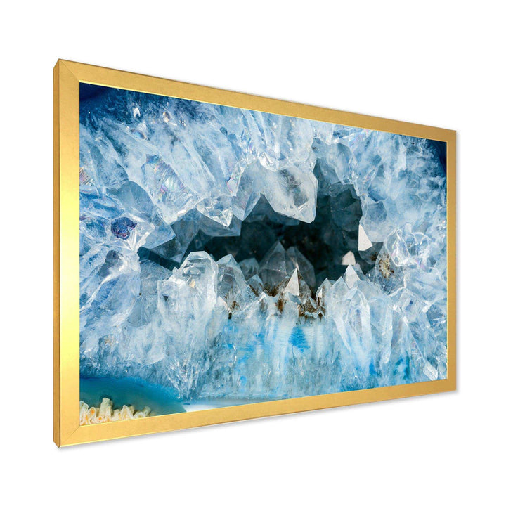 Geode Interior with Light Blue crystals - Mid-Century Modern Bedroom Wall Art