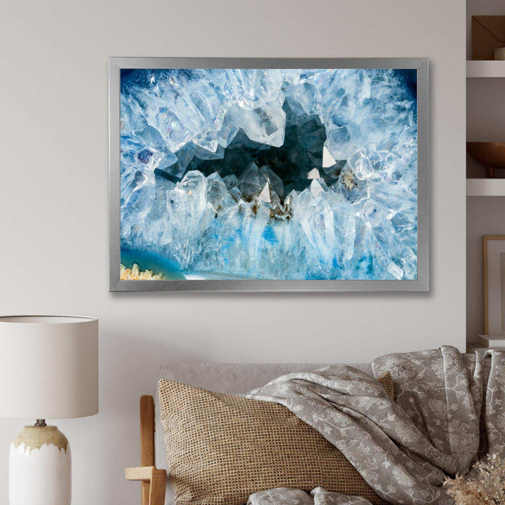 Geode Interior with Light Blue crystals - Mid-Century Modern Bedroom Wall Art