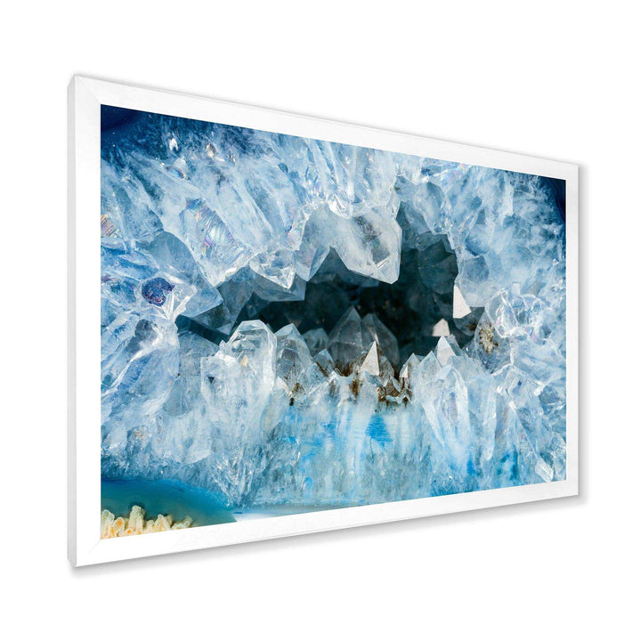 Geode Interior with Light Blue crystals - Mid-Century Modern Bedroom Wall Art