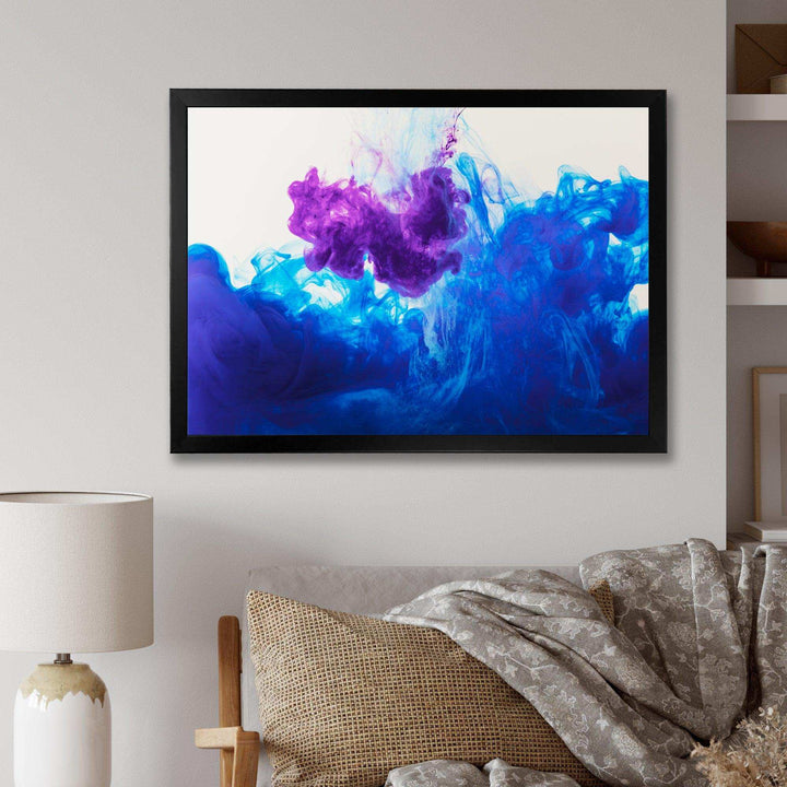 Blue and Purple Ink Composition - Mid-Century Modern Living Room Wall Decor