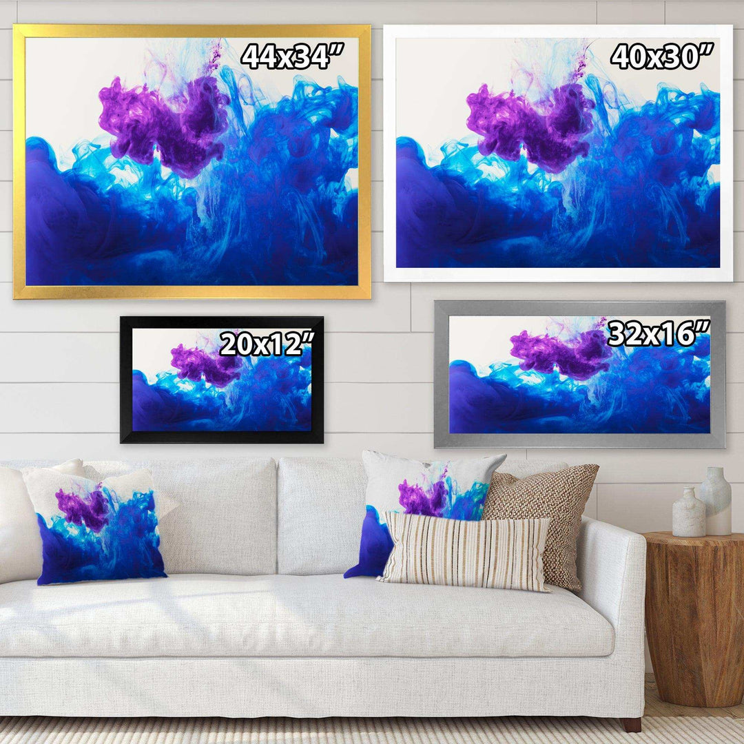 Blue and Purple Ink Composition - Mid-Century Modern Living Room Wall Decor