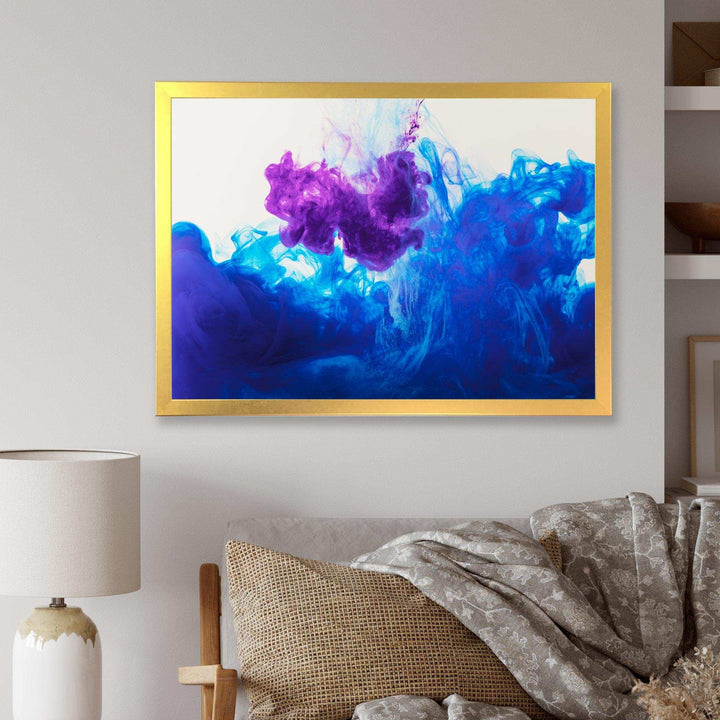 Blue and Purple Ink Composition - Mid-Century Modern Living Room Wall Decor