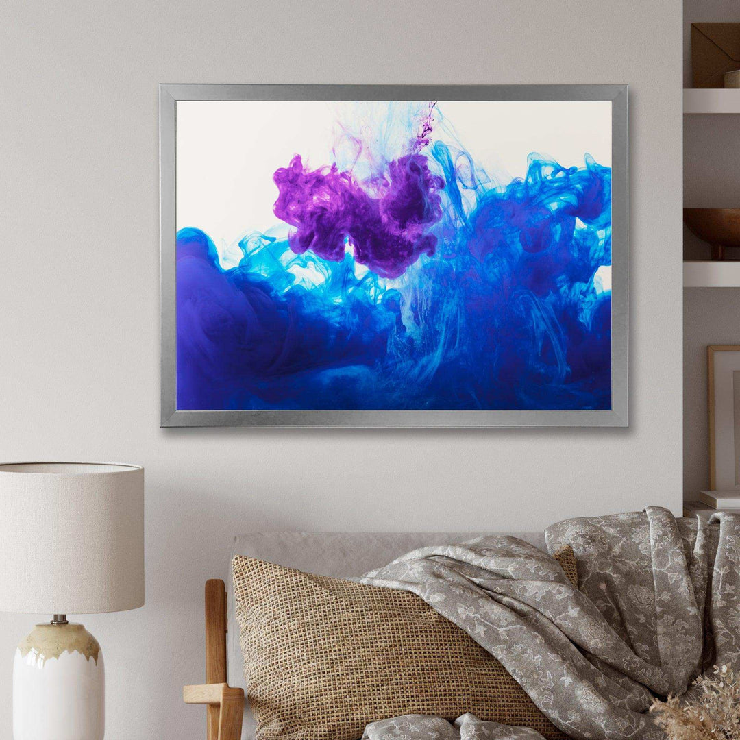 Blue and Purple Ink Composition - Mid-Century Modern Living Room Wall Decor
