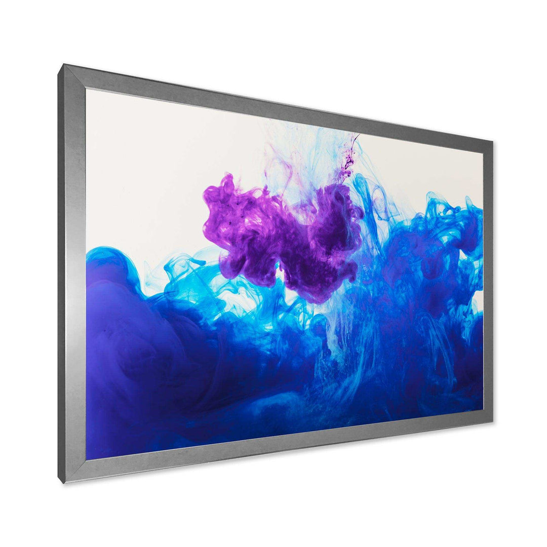 Blue and Purple Ink Composition - Mid-Century Modern Living Room Wall Decor