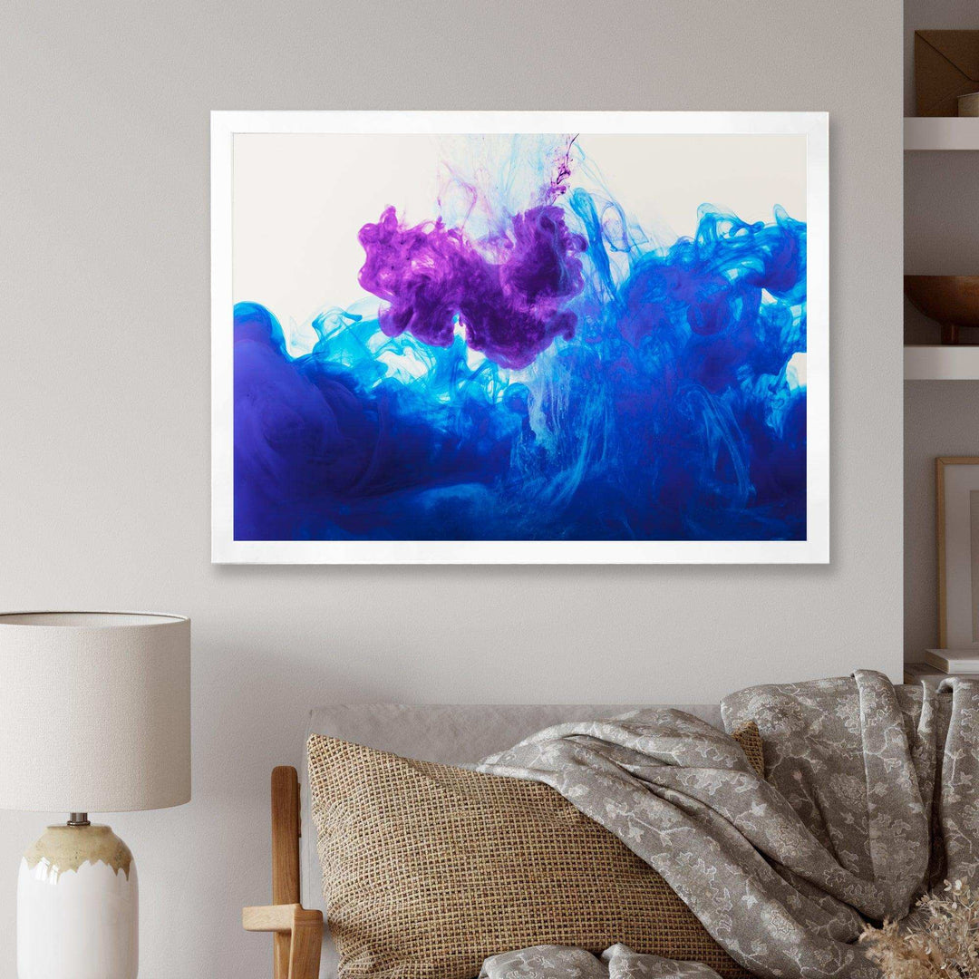 Blue and Purple Ink Composition - Mid-Century Modern Living Room Wall Decor