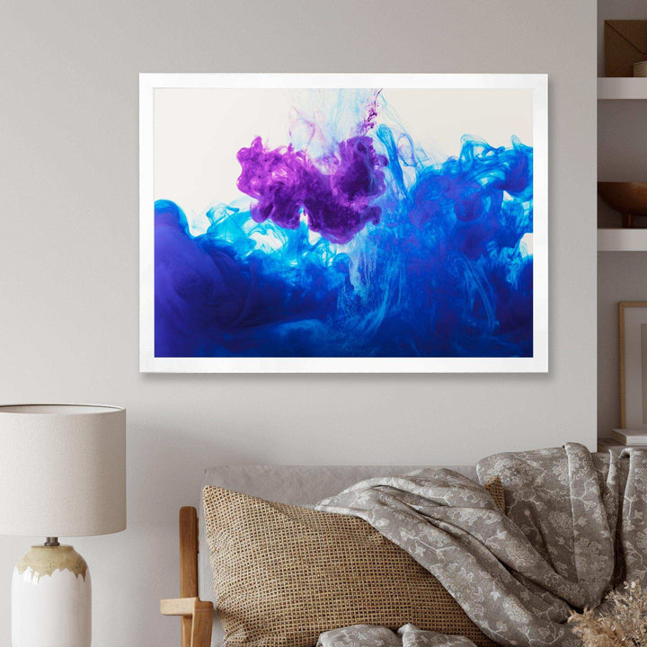 Blue and Purple Ink Composition - Mid-Century Modern Living Room Wall Decor