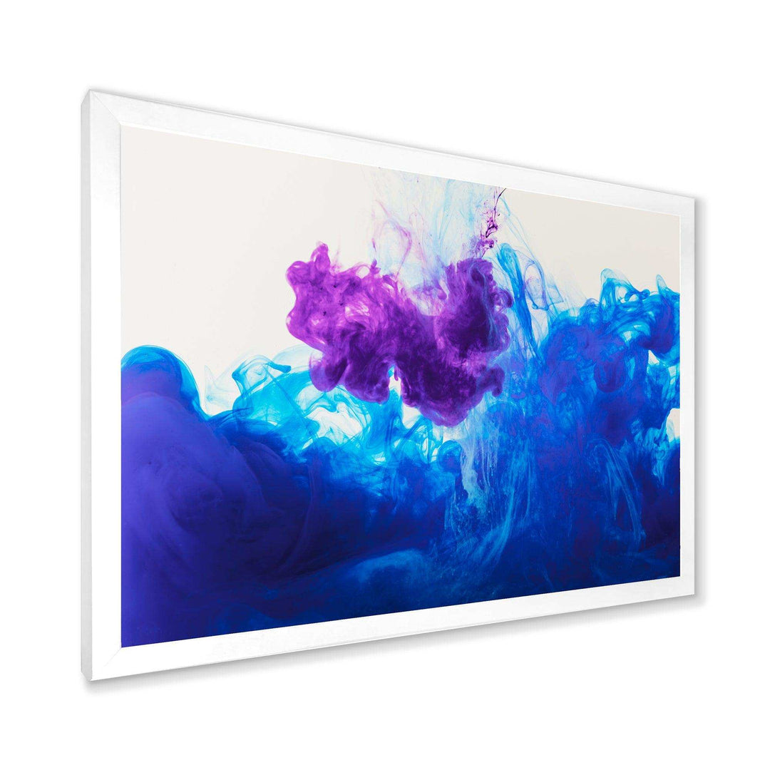 Blue and Purple Ink Composition - Mid-Century Modern Living Room Wall Decor