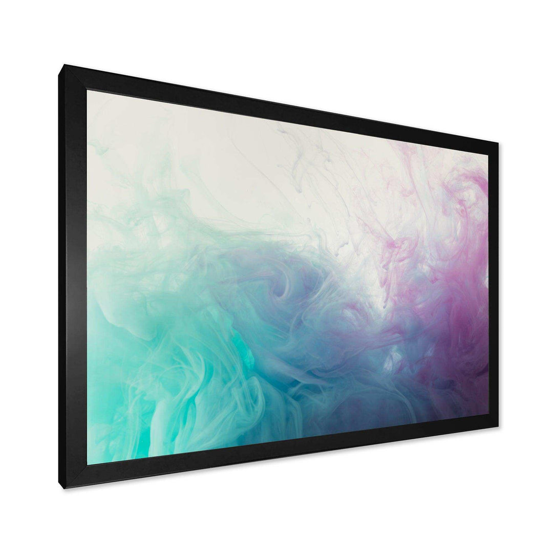Cyan, Blue and Pink water in Ink Composition - Mid-Century Modern Canvas Wall Art