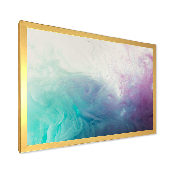 Cyan, Blue and Pink water in Ink Composition - Mid-Century Modern Canvas Wall Art
