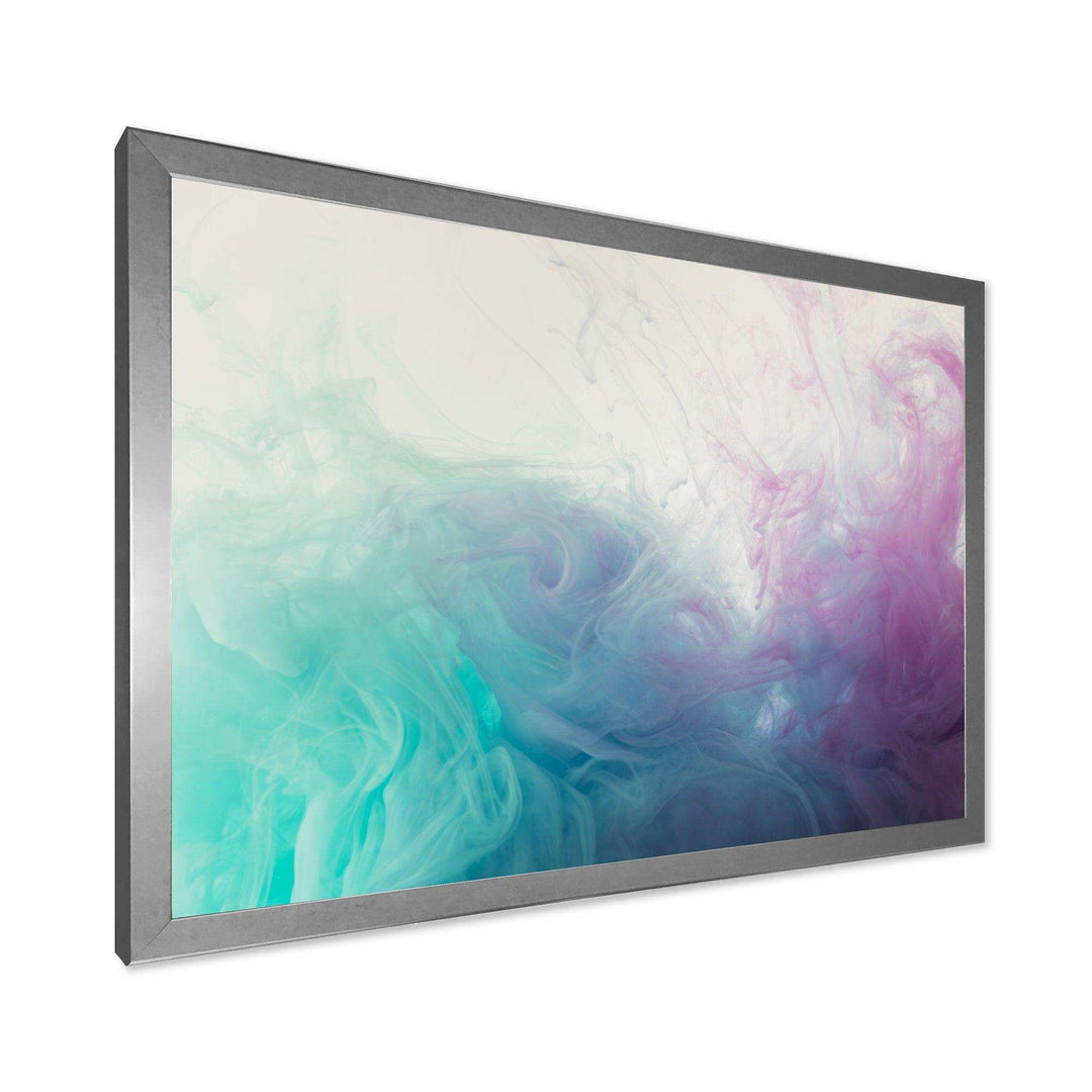 Cyan, Blue and Pink water in Ink Composition - Mid-Century Modern Canvas Wall Art