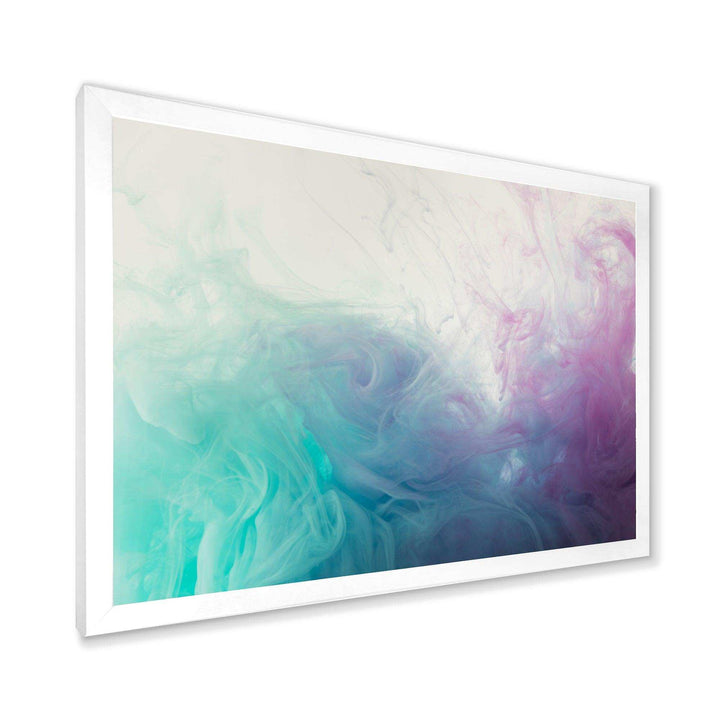 Cyan, Blue and Pink water in Ink Composition - Mid-Century Modern Canvas Wall Art
